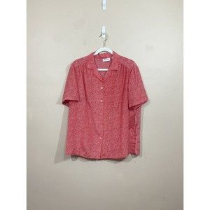 VTG Womens Polka Dot Button Down Shirt 18W Red White Granny Coastal Retro NWT